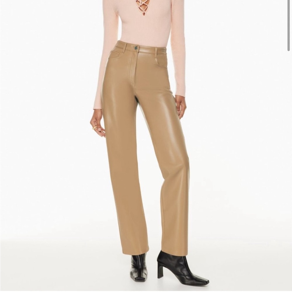 NWT Aritzia Wilfred Melina Vegan Leather Straight Leg Pants in Saville Sz 0
